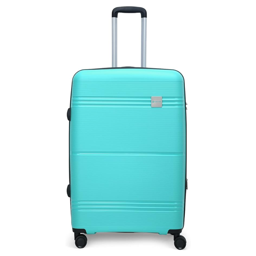 Carlton Focus Plus turquoise eight-wheel suitcase, front view
