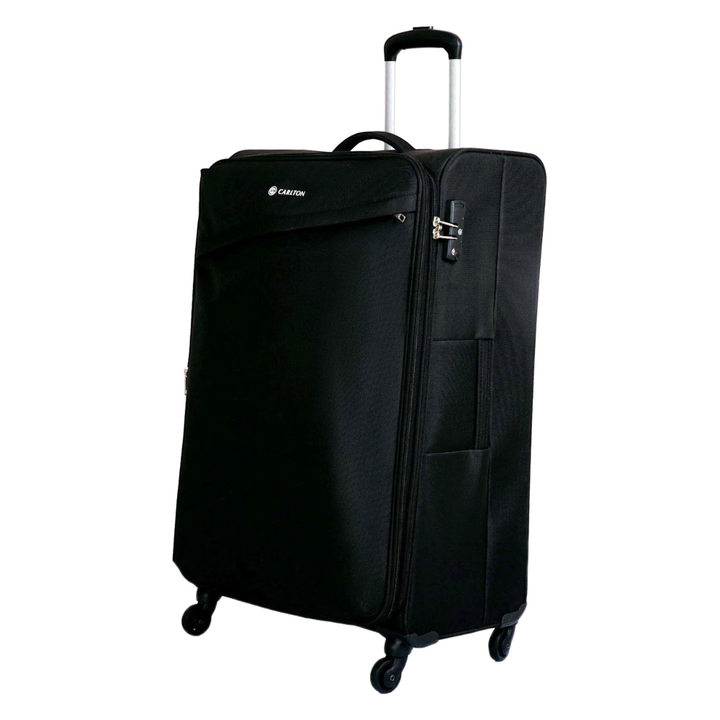 Carlton Lords black four-wheel suitcase, front view