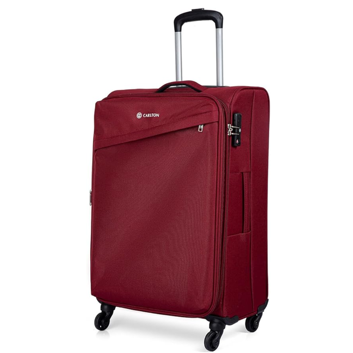 Carlton Lords red suitcase, alternate view