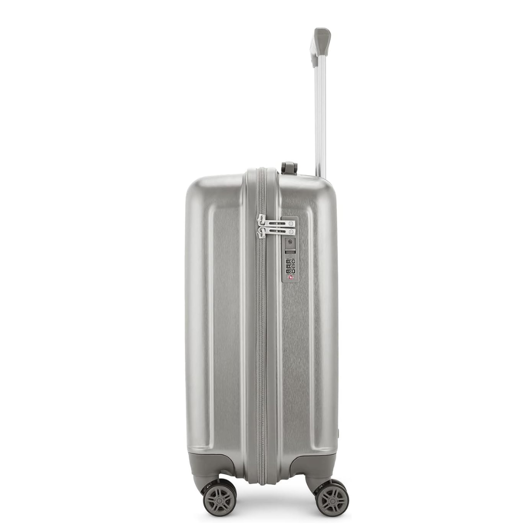 Carlton Meridian silver suitcase, side view