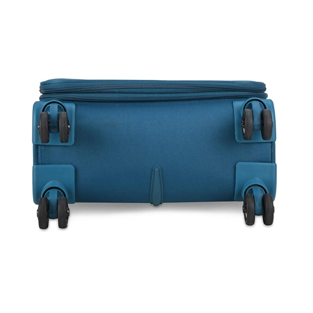 Carlton Newburyplus teal suitcase wheel and handle detail