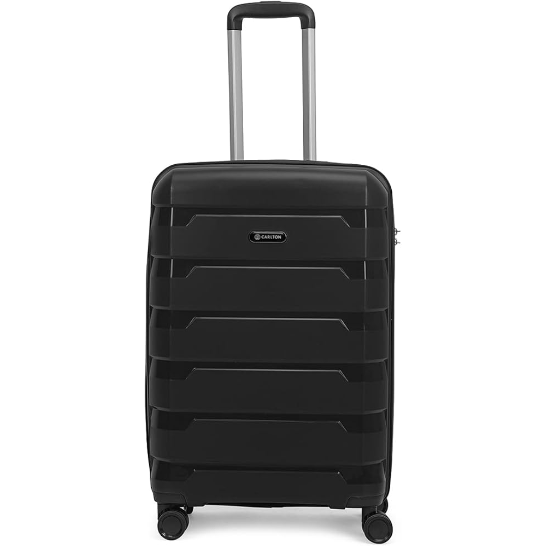 Carlton Porto Plus black eight-wheel suitcase, front view