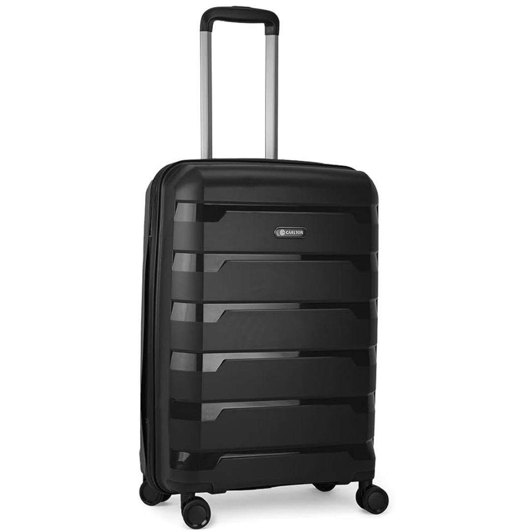 Carlton Porto Plus black suitcase, side view