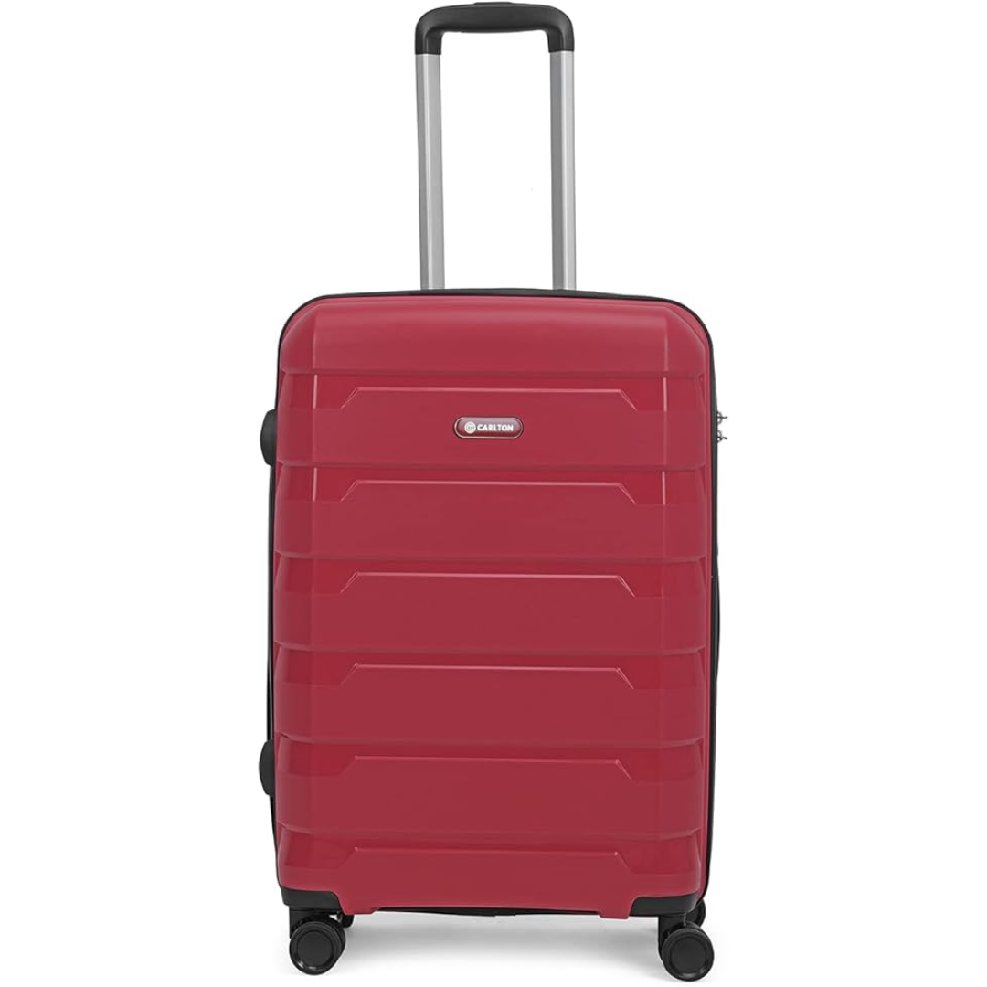 Carlton Porto Plus maroon eight-wheel suitcase, front view