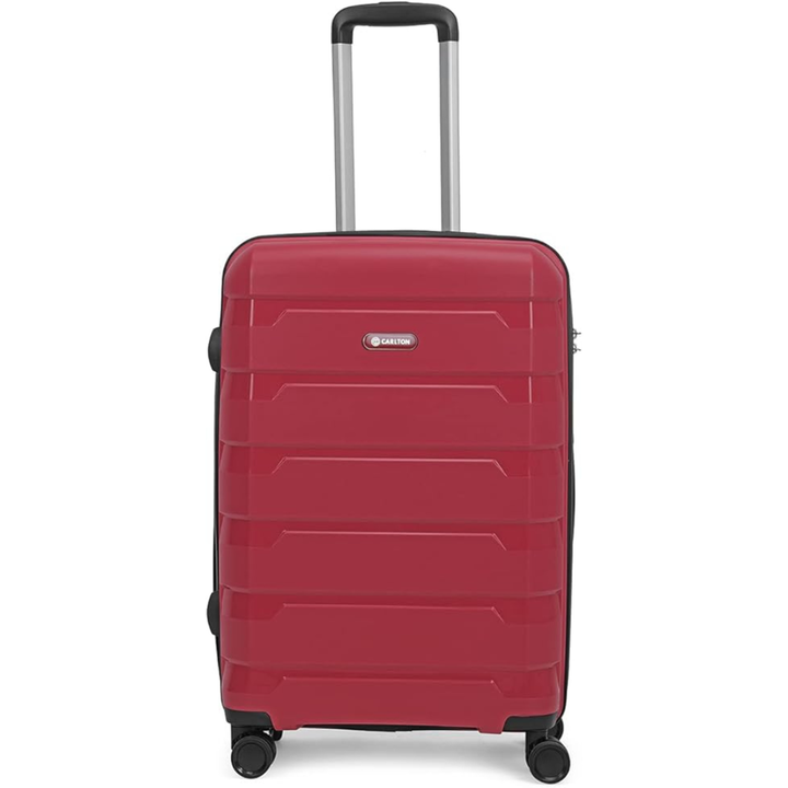 Carlton Porto Plus maroon eight-wheel suitcase, front view