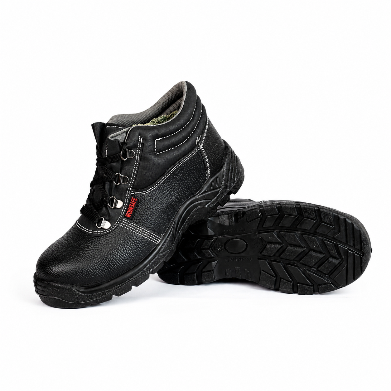 Worksafe Genuine Leather Steel Toe Safety Boot with Steel Midsole – Black