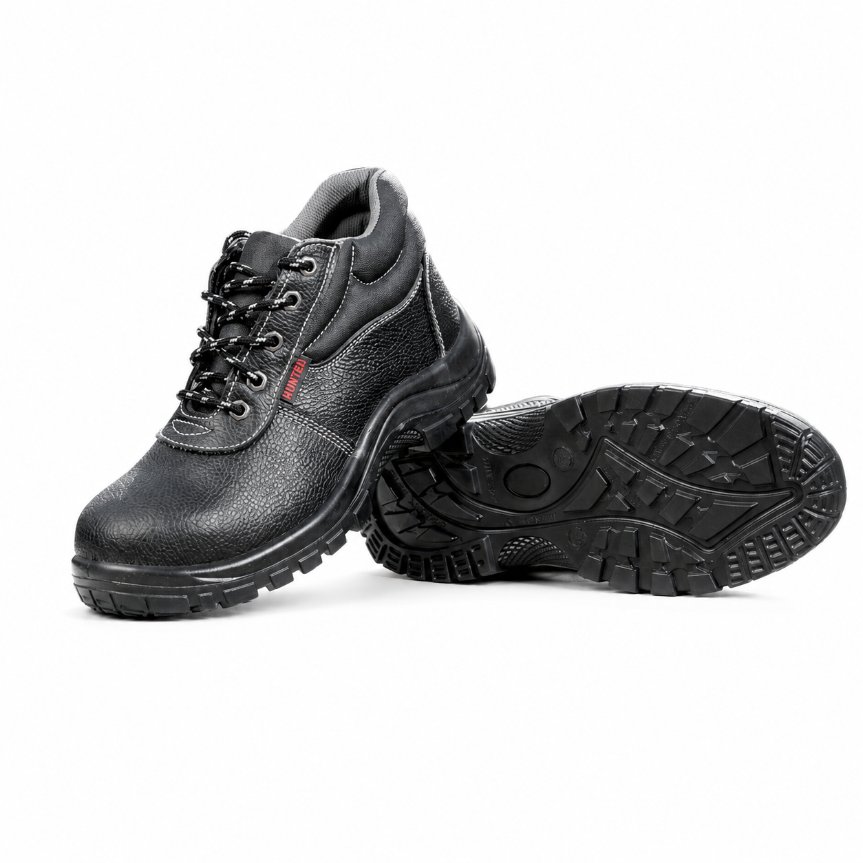 Hunter Genuine Leather Steel Toe Safety Boot with Steel Midsole – Black