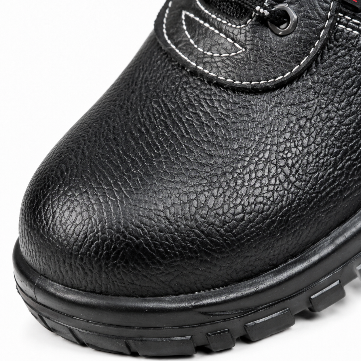 Hunter Genuine Leather Steel Toe Safety Boot with Steel Midsole – Black