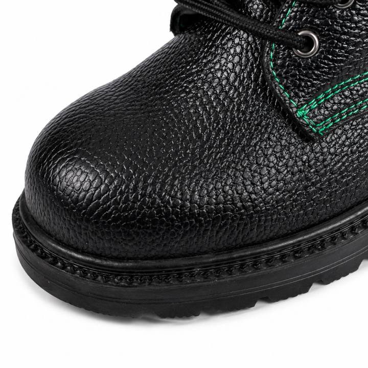 Safeshoe Genuine Leather Steel Toe Safety Shoe with Steel Midsole & Rubber Sole – Black