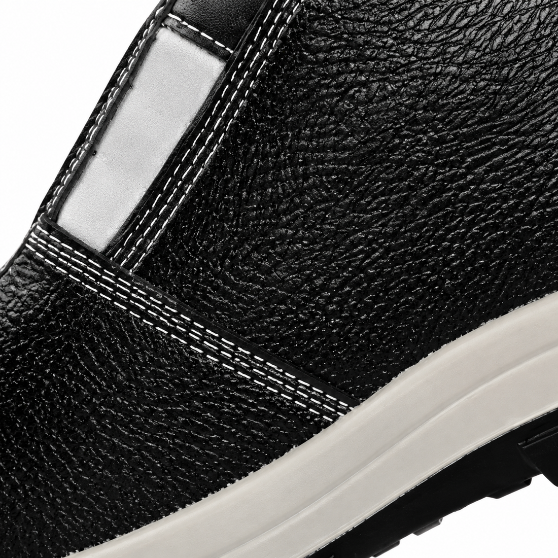 Feetlite Genuine Leather Steel Toe Safety Shoe with Steel Midsole & PU Double-Density Sole – Black