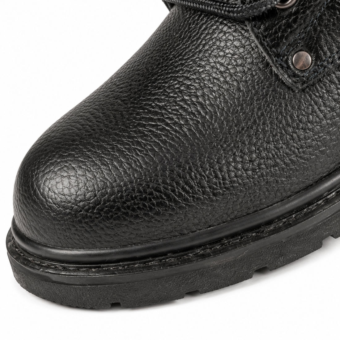 Eversafe High-Ankle Genuine Leather Steel Toe Safety Boot with Steel Midsole & Rubber Sole – Black