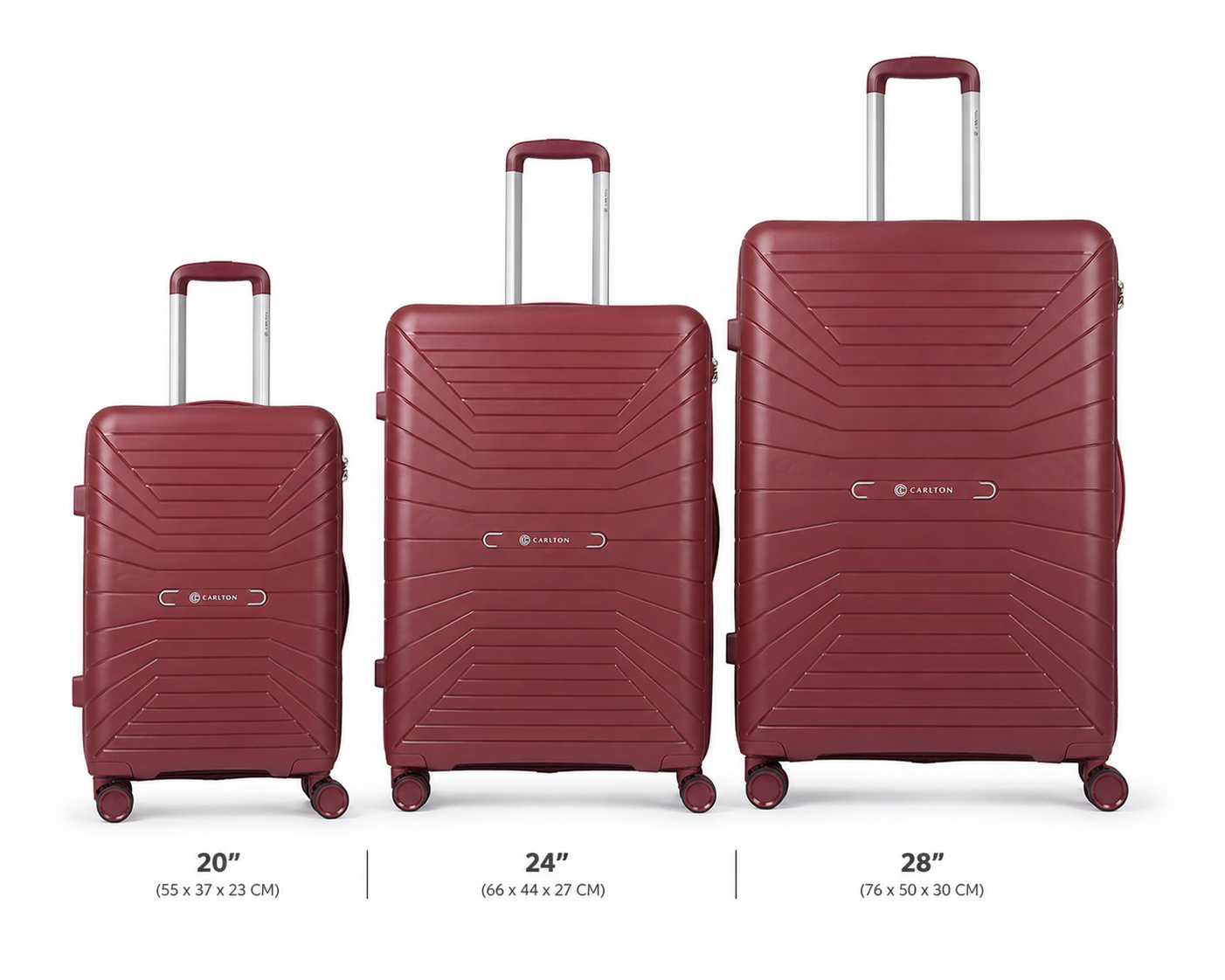 Carlton Carnival Plus 8 Wheel Set Of 3 Maroon