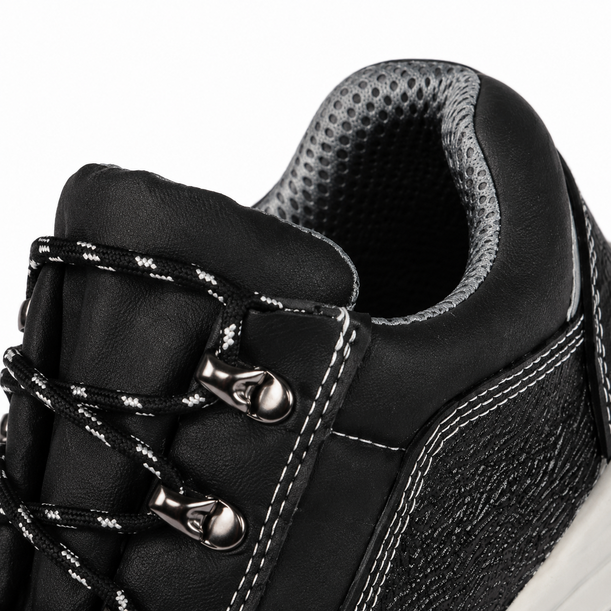 Feetlite Genuine Leather Steel Toe Safety Shoe with Steel Midsole & PU Double-Density Sole – Black