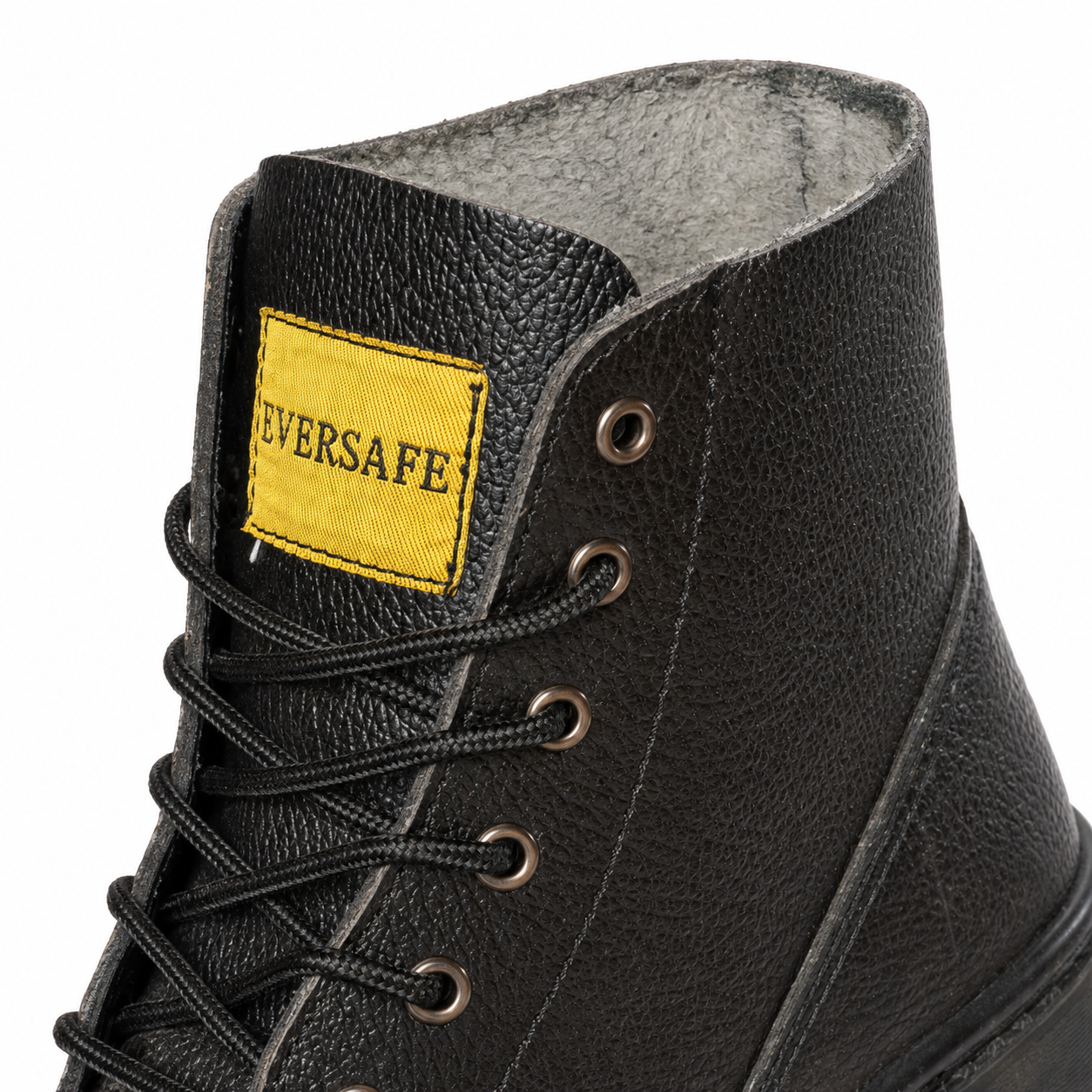 Eversafe High-Ankle Genuine Leather Steel Toe Safety Boot with Steel Midsole & Rubber Sole – Black