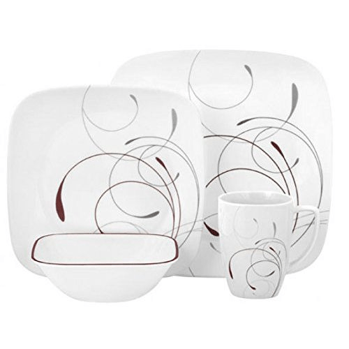 Corelle Splendor Square Dinner set- 16pcs Set - Red Rhino
