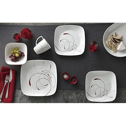 Corelle Splendor Square Dinner set- 16pcs Set - Red Rhino