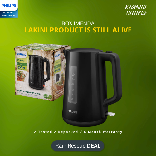 Philips Electric Kettle 1.7L HD9318/21 – Black Plastic Rain Rescue Edition | Buy in Kenya | Red Rhino