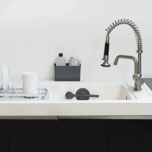 Dish Brush with Suction Cup Holder - Dark Grey - Red Rhino