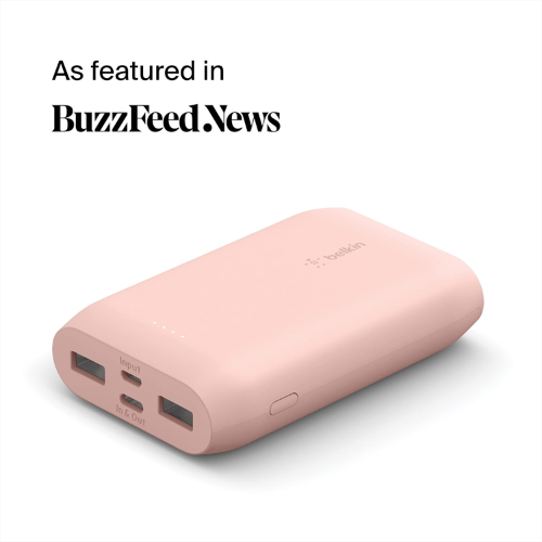 Belkin BoostCharge 10,000mAh 3-Port Power Bank + USB-A to USB-C Cable - Rose Gold - Red Rhino