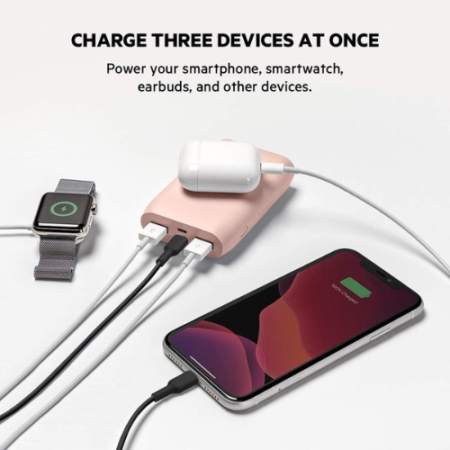 Belkin BoostCharge 10,000mAh 3-Port Power Bank + USB-A to USB-C Cable - Rose Gold - Red Rhino