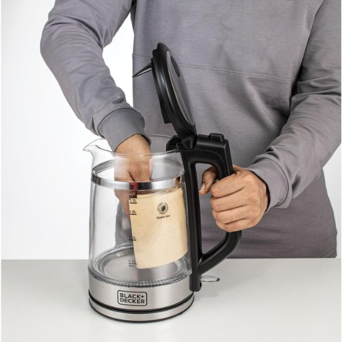 Black+Decker Concealed Coil Glass Kettle, 1.7 Litre GK220-B5 - Red Rhino
