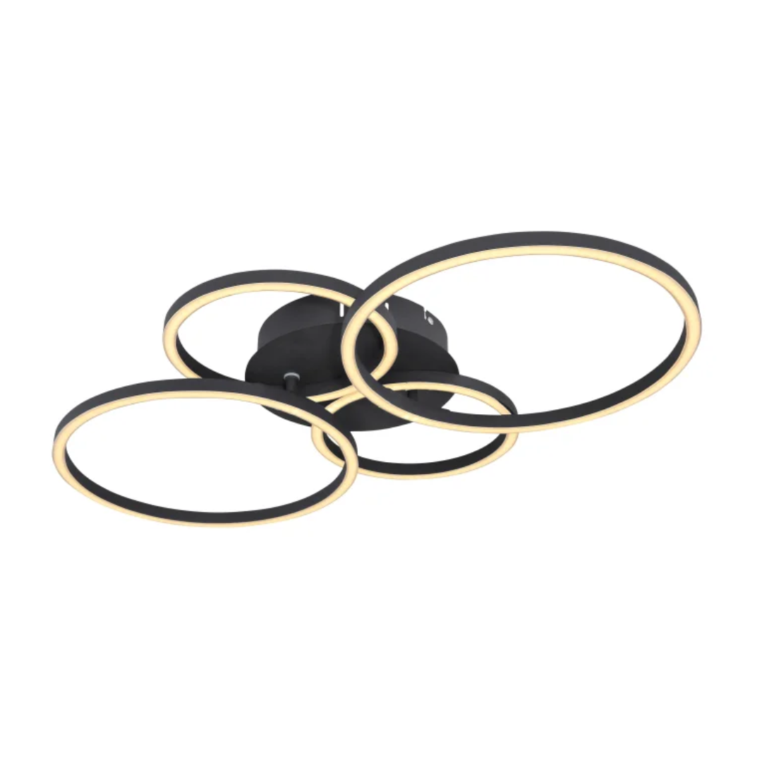 GLOBO 3-Ring Ceiling Light Black LED 30W 3000K D500