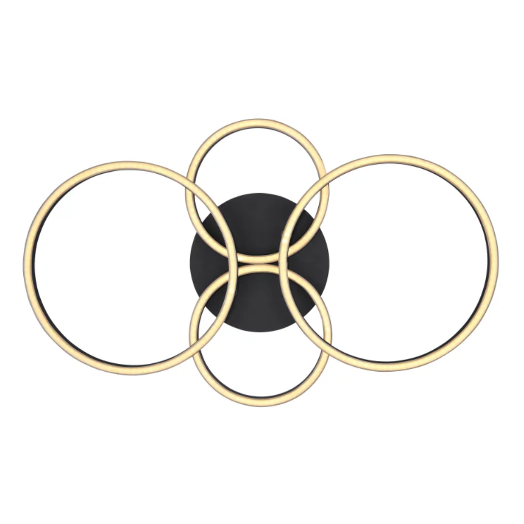 GLOBO 3-Ring Ceiling Light Black LED 30W 3000K D500