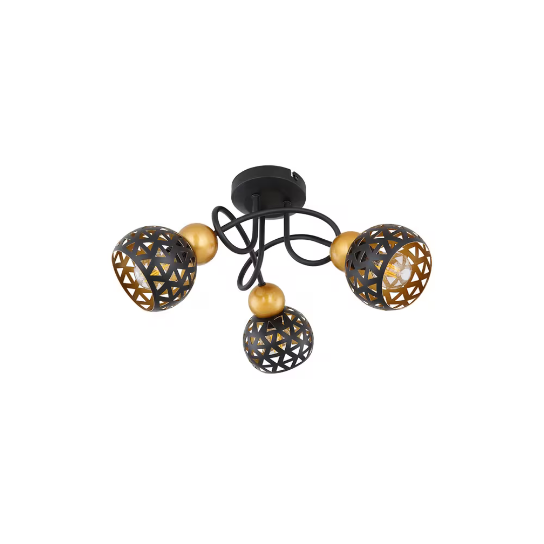 GLOBO 3L Cluster Spotlight Matt Black Gold 3xE14