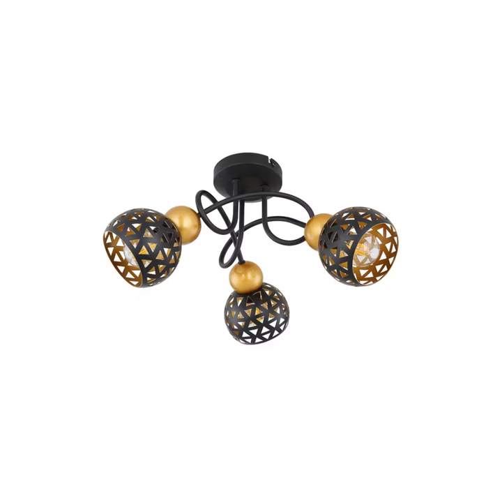 GLOBO 3L Cluster Spotlight Matt Black Gold 3xE14