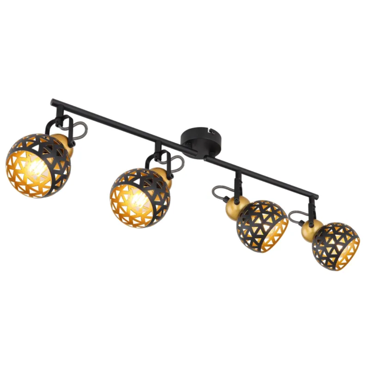 GLOBO 4-Bar Spotlight Matt Black Gold 4xE14