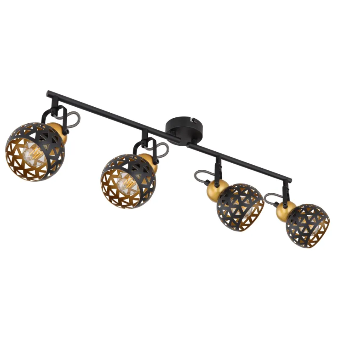 GLOBO 4-Bar Spotlight Matt Black Gold 4xE14
