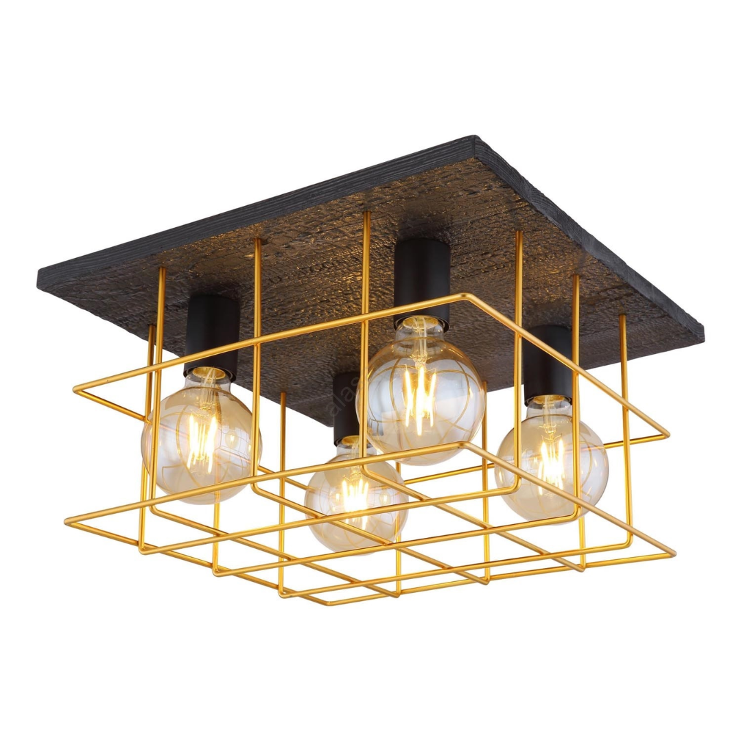 GLOBO Ceiling Light Metal Black Brown 4xE27