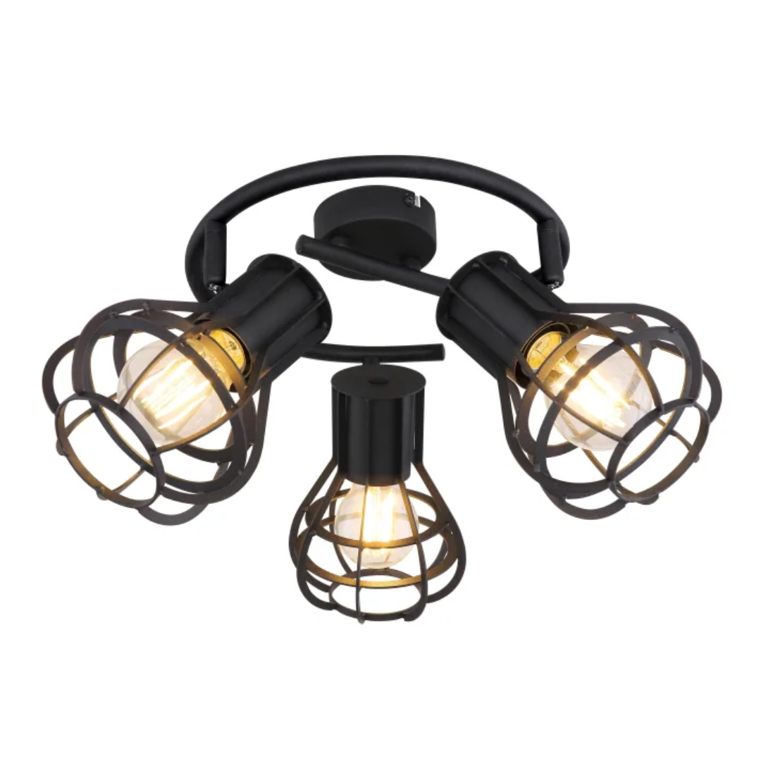 GLOBO Cluster Spotlight 3xE27 Metal Black Matt