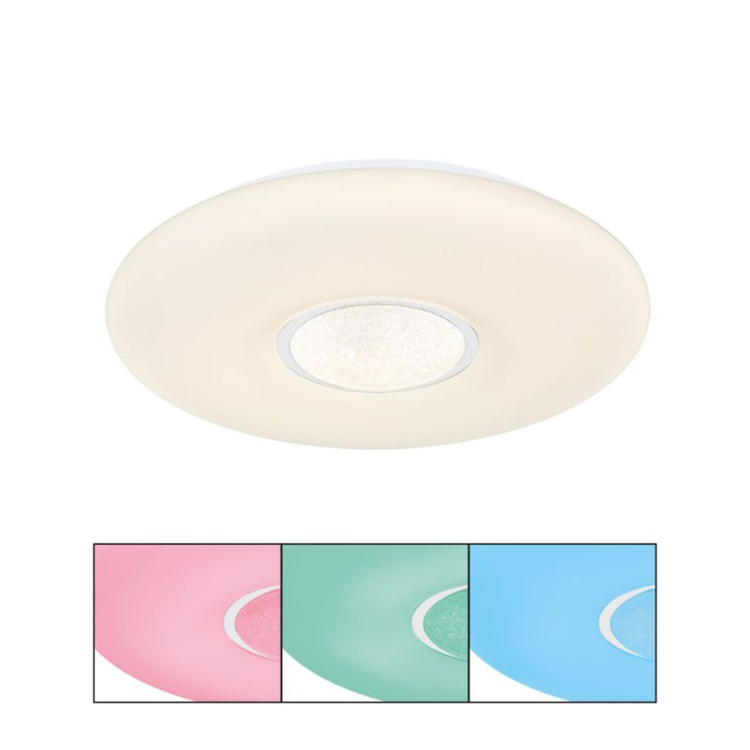 GLOBO DIMM Ceiling Light White Chrome Sparkle with Remote LED 40W CCT 2700–6500K