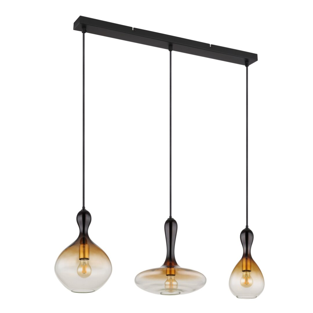 GLOBO Glass 3-Bar Pendant Amber 3xE27 L1015
