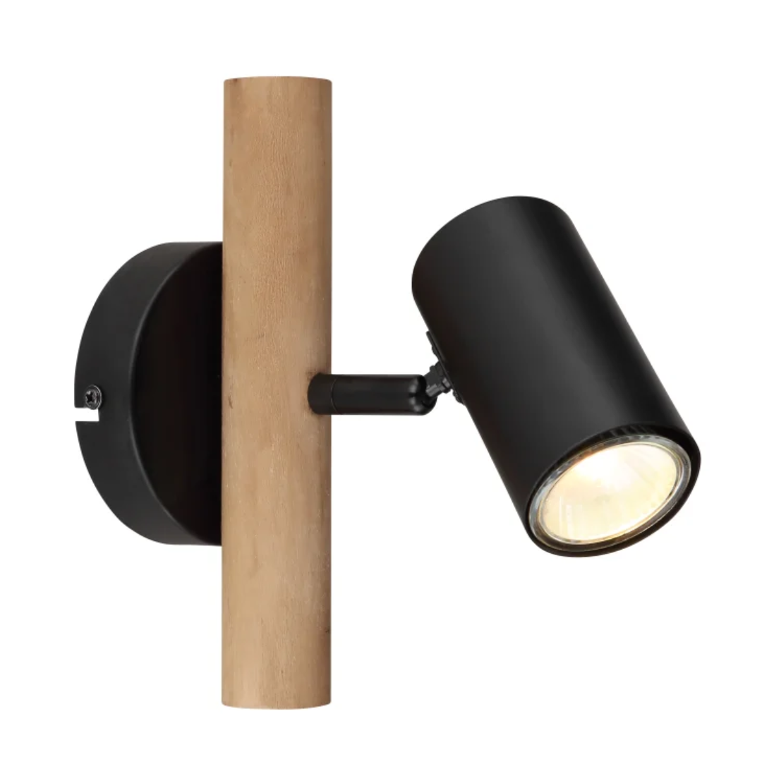 GLOBO Single Spotlight Black Wood 1xGU10
