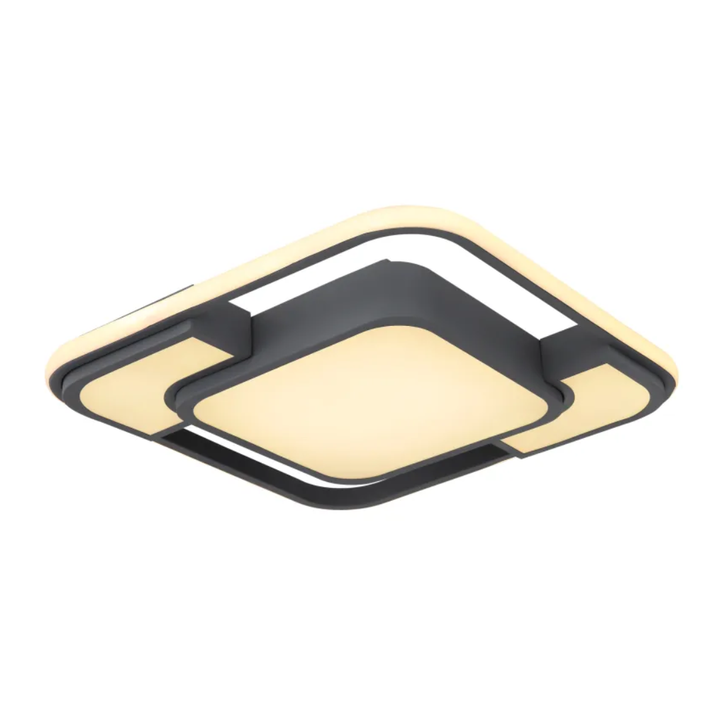 GLOBO Square Ceiling Light Black LED 30W 3000K D420