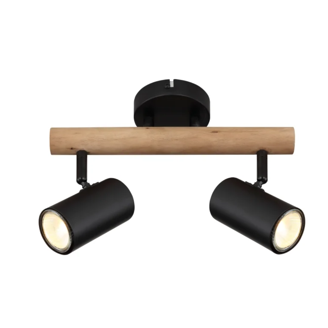 GLOBO Twin Spotlight Black Wood 2xGU10