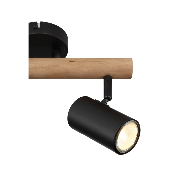 GLOBO Twin Spotlight Black Wood 2xGU10
