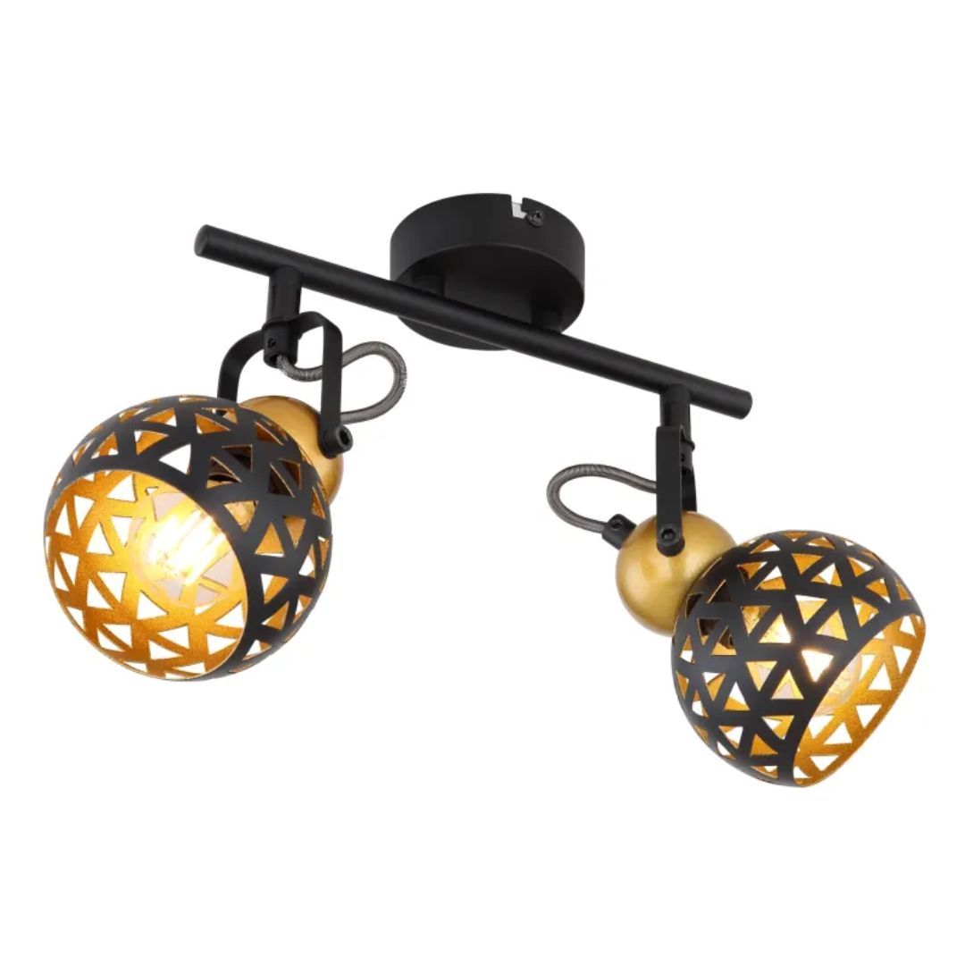 GLOBO Twin Spotlight Matt Black Gold 2xE14