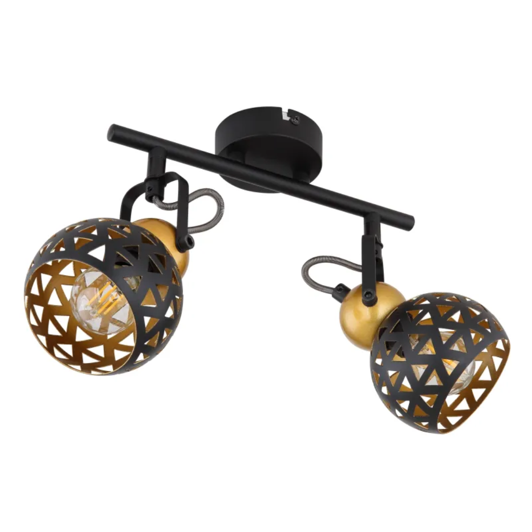 GLOBO Twin Spotlight Matt Black Gold 2xE14