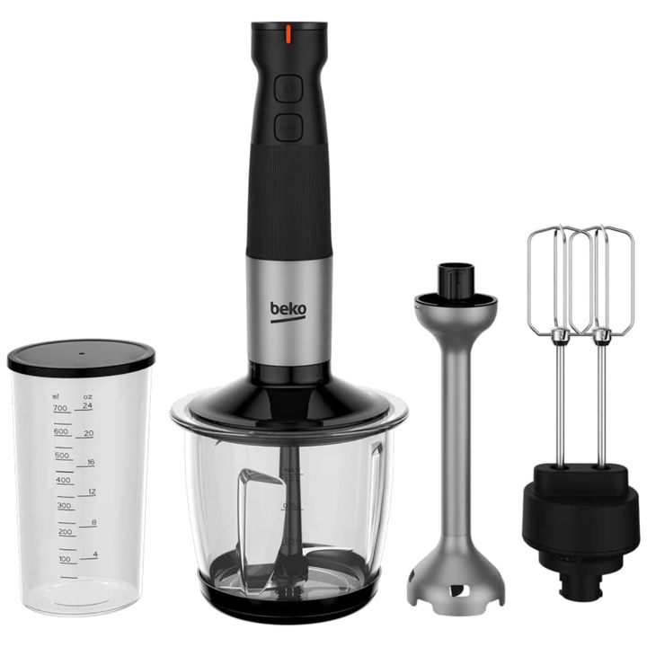 Beko Hand Blender With Chopper - Whisk, Glass Mixing/Chopping 750Watts HBA 81762BX Bowl - Red Rhino