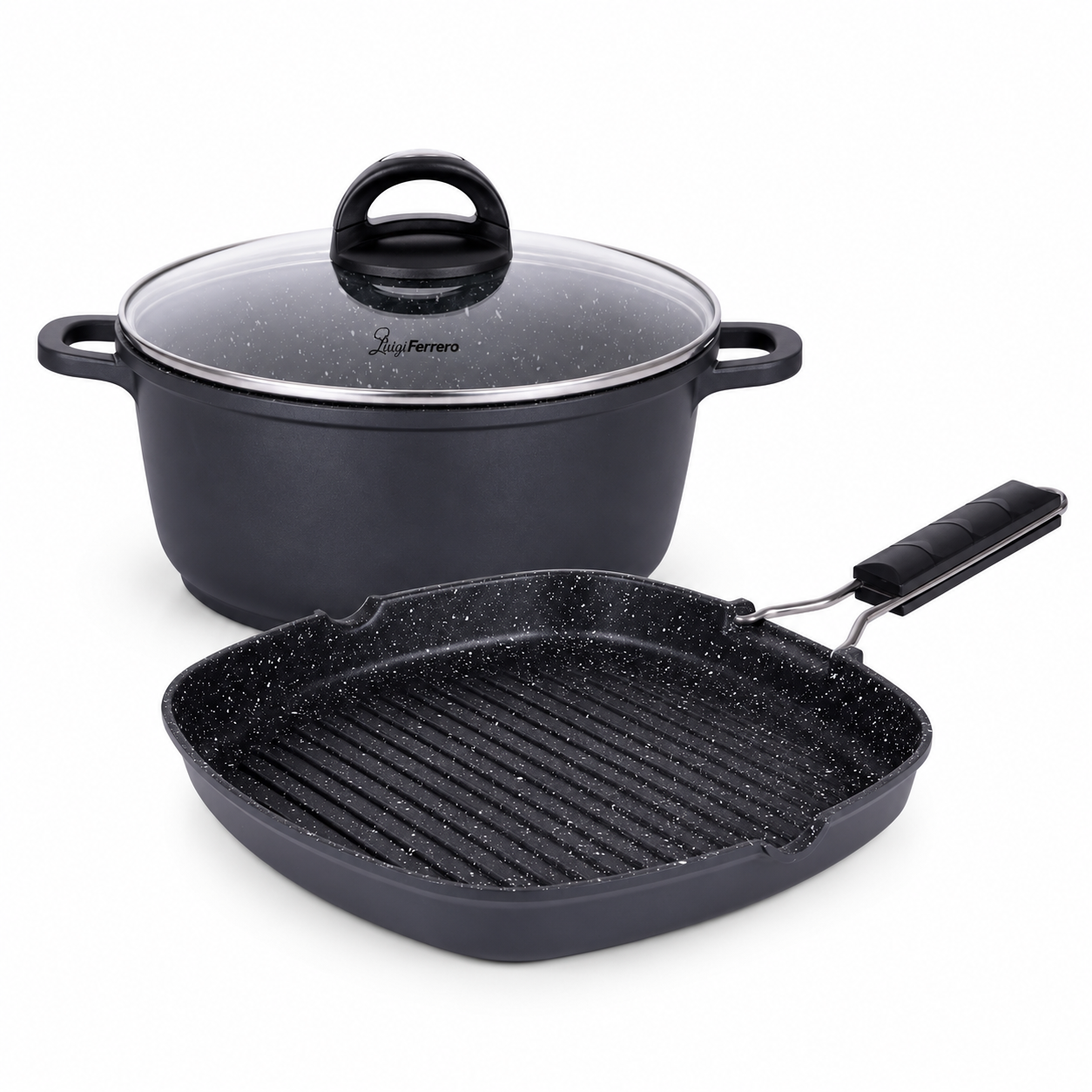 Luigi Ferrero Hanna 2-Piece Induction Cookware Set – Die-Cast Cooking Pot + Grill Pan | Buy in Kenya | Red Rhino