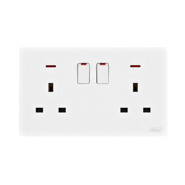 Himel Altivo 2 Gang 13A Switched Socket with Indicator White