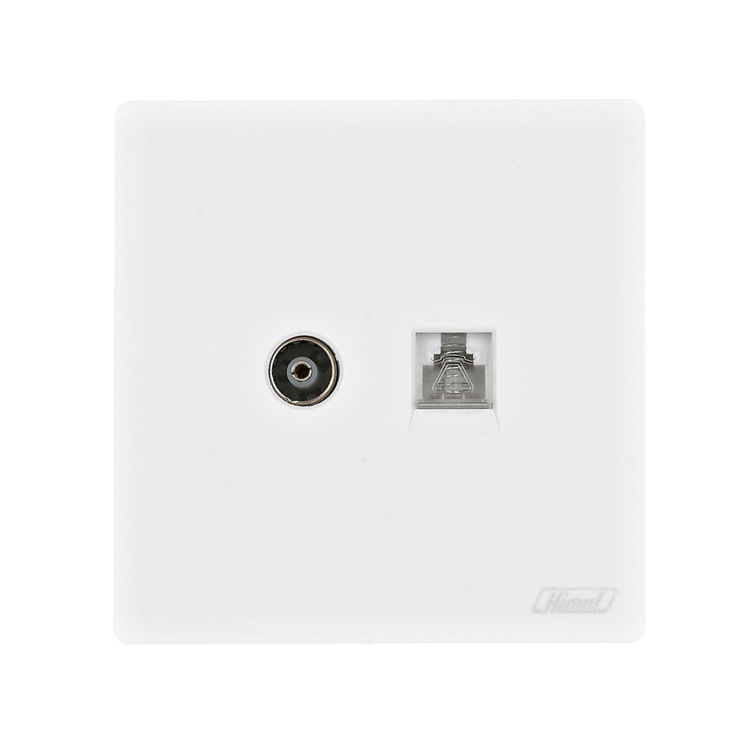Himel Altivo 2 Gang Telephone & TV Socket White