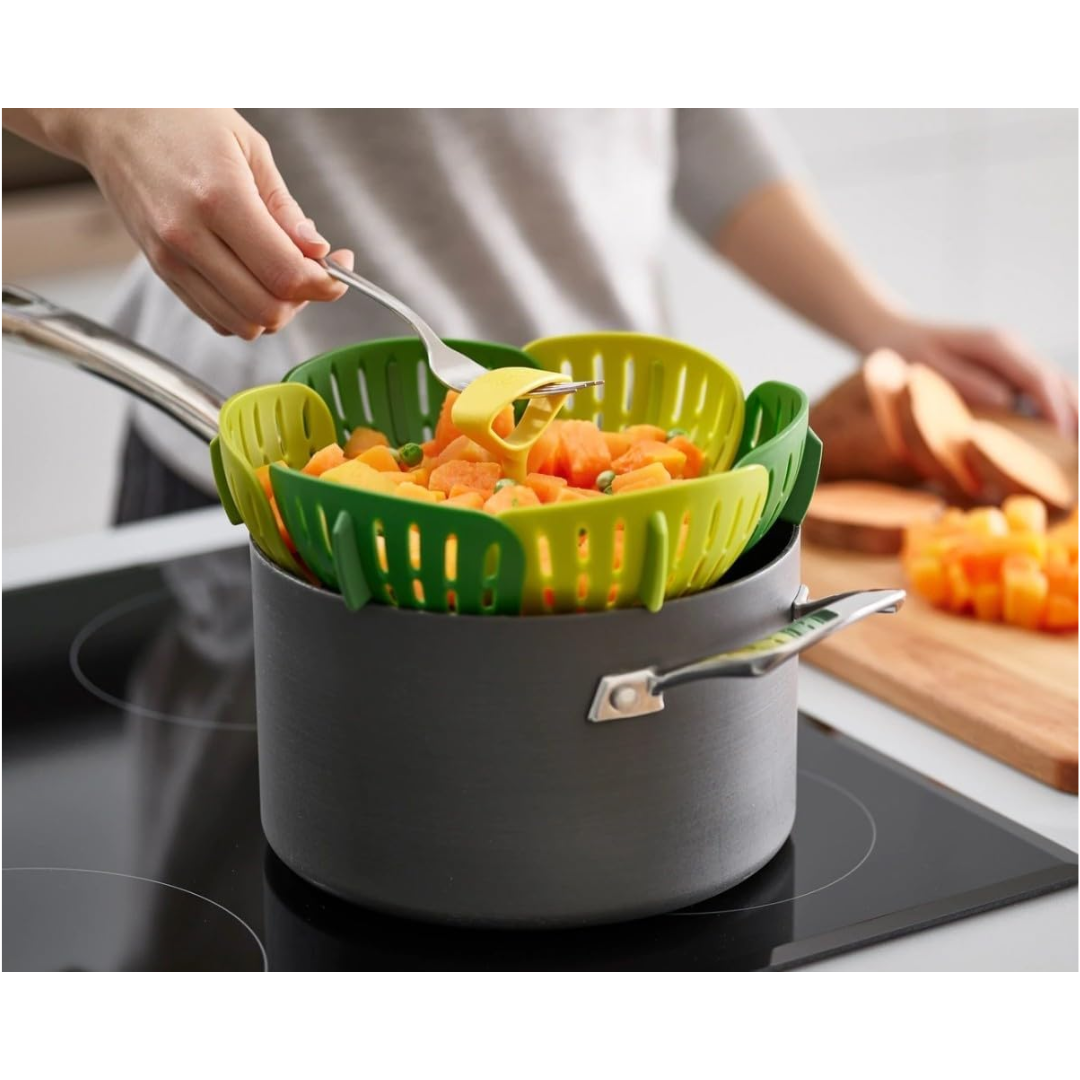 Joseph Joseph Bloom Folding Steamer Basket - Green - Red Rhino