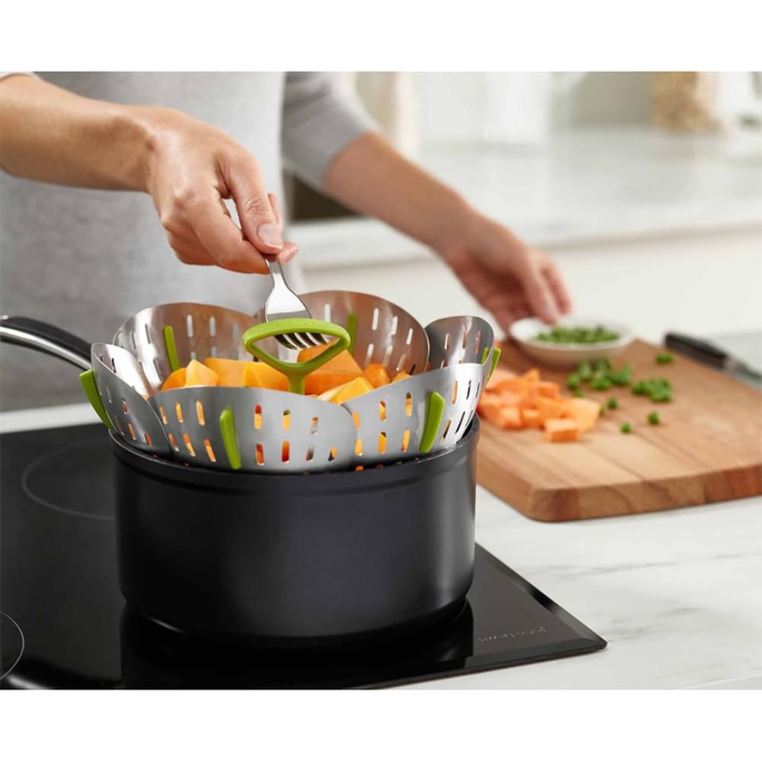 Joseph Joseph Bloom Steel Steamer Basket (Green) - Red Rhino