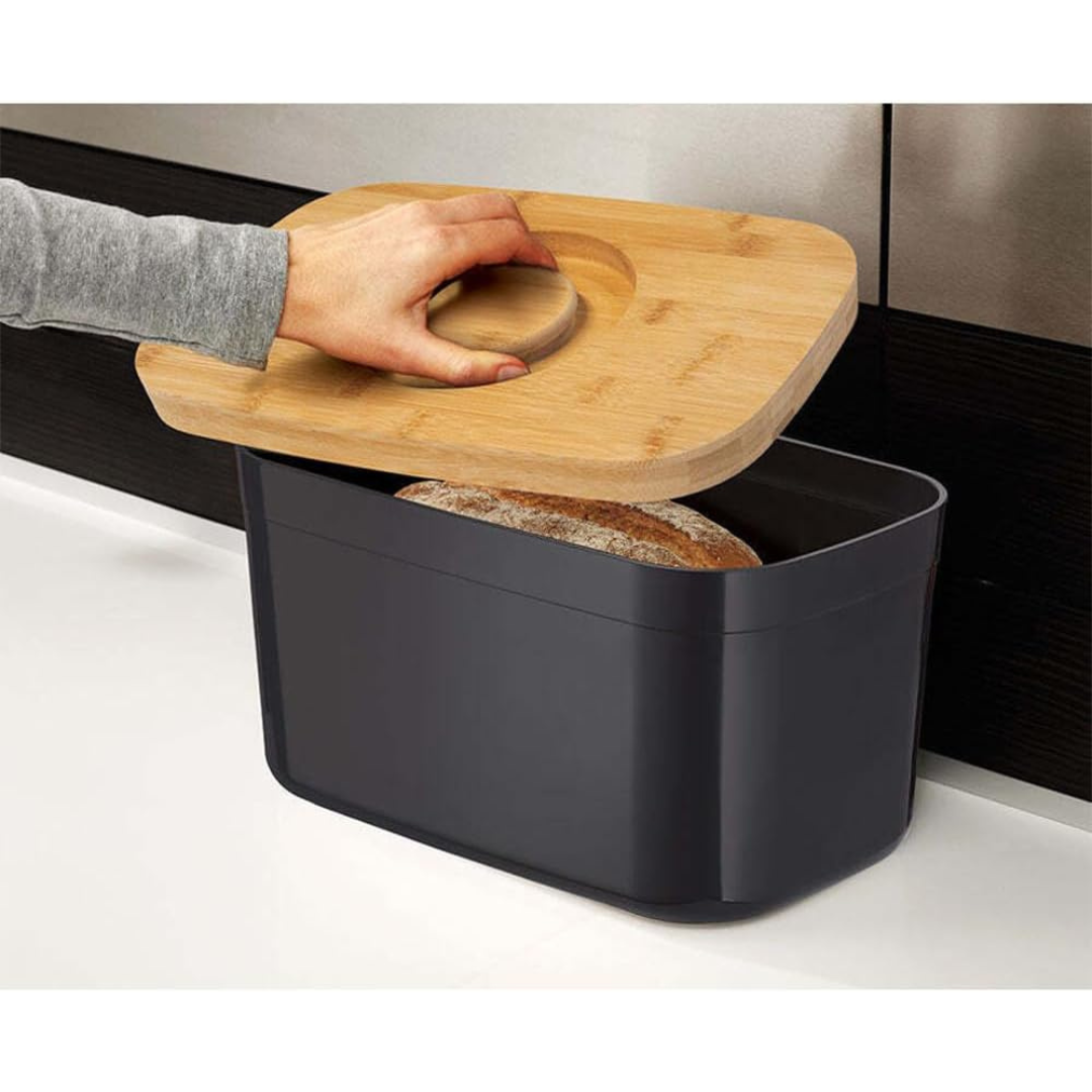 Joseph Joseph Bread Bin with Cutting Board Lid - Black - Red Rhino