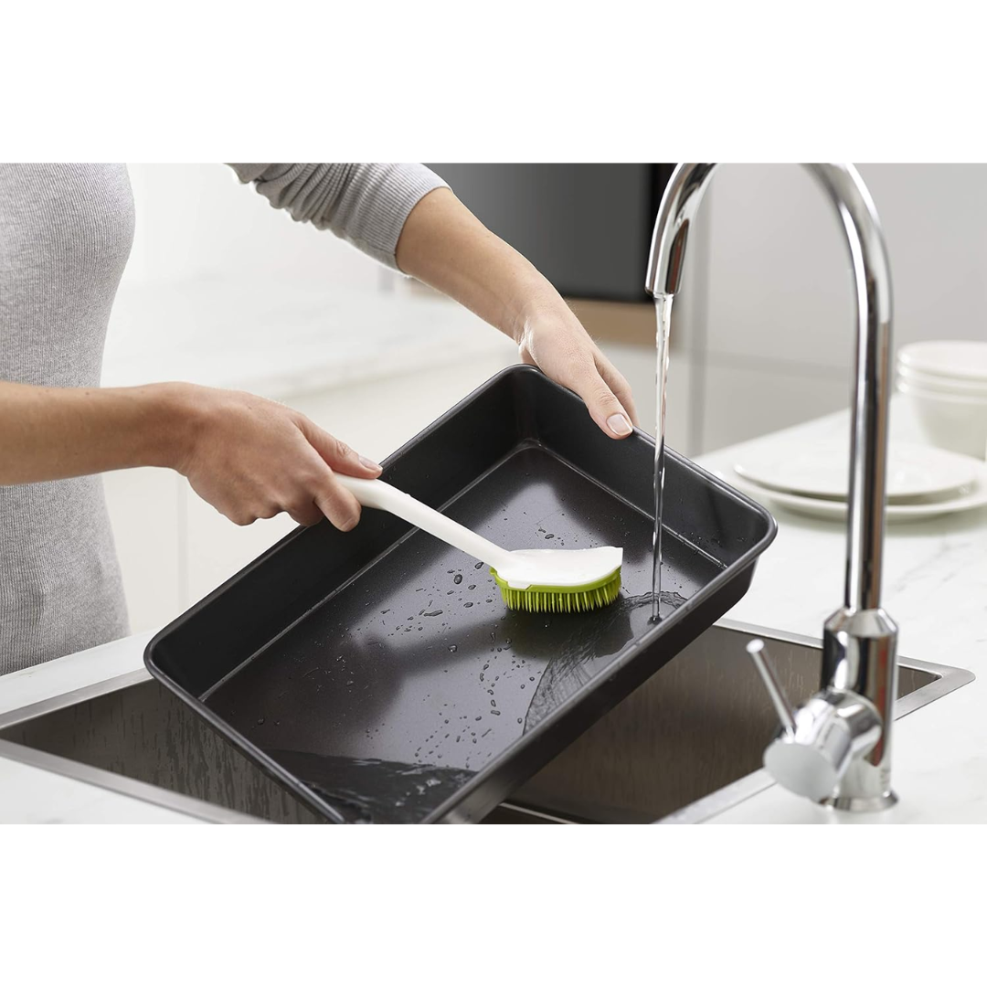 Joseph Joseph CleanTech Washing-Up Brush & Scrubber Set - White / Green - Red Rhino