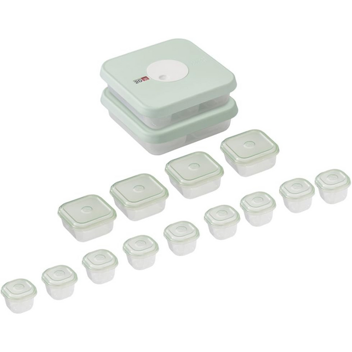 Joseph Joseph Dial Storage 15-Piece Baby Food Container Set (Stages 1&2) - Red Rhino